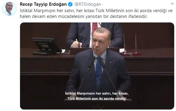 Son dakika: Başkan Erdoğan’dan İstiklal Marşı mesajı