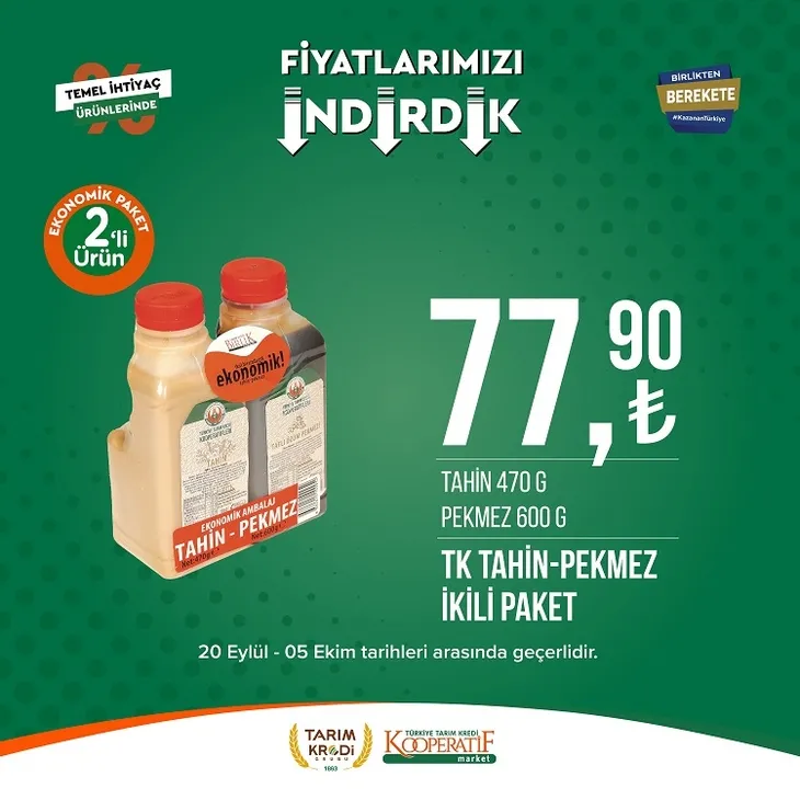 Tarım kredi market yeni indirim listesi yayınladı! 117.90 TL’ye Sucuk, 104.90 TL’ye Beyaz Peynir, 35.75 TL’ye Pirinç, 23.90 TL’ye dev Kağıt Havlu yer alıyor