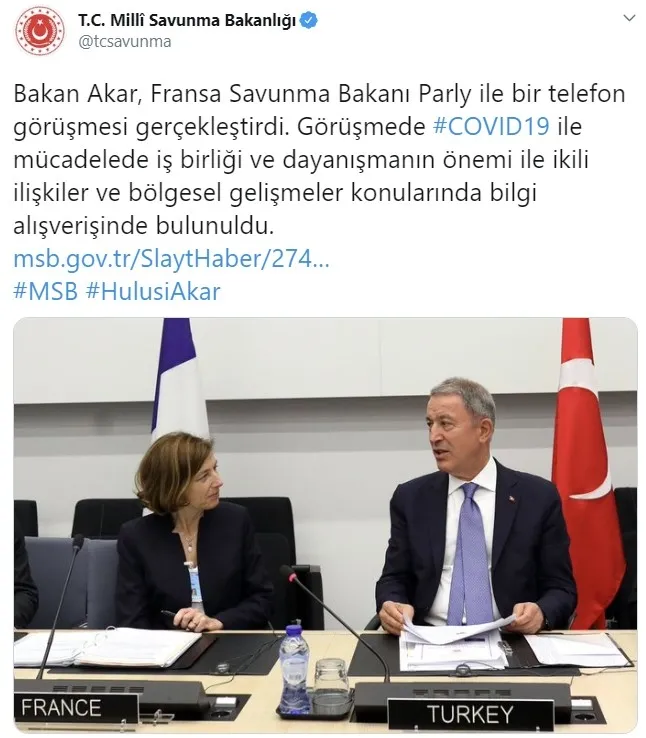 Milli Savunma Bakanı Hulusi Akar Fransız mevkidaşıyla görüştü - 1