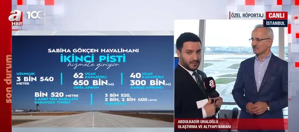 Sabiha Gökçen Havalimanı’nın yeni pisti açılıyor! Ulaştırma Bakanı Abdulkadir Uraloğlu A Haber’de