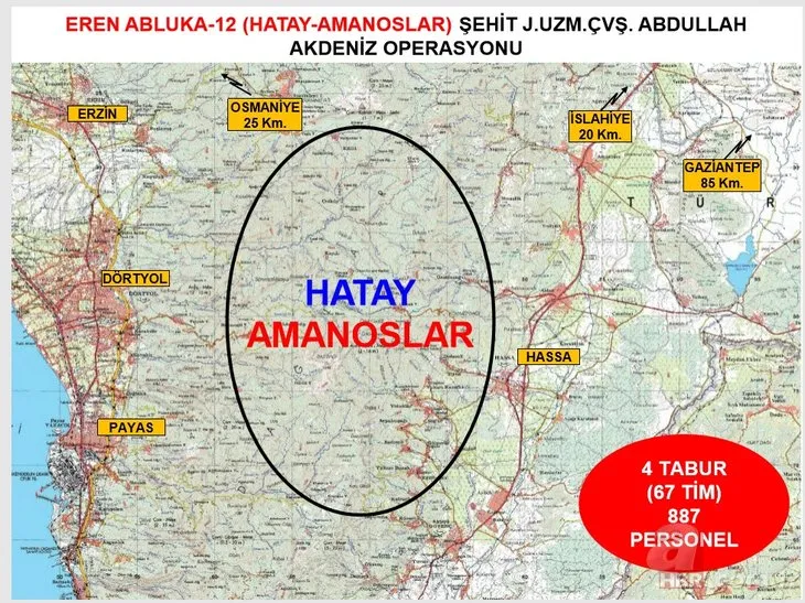 Eren Abluka-12 Şehit Jandarma Uzman Çavuş Abdullah Akdeniz Operasyonu başlatıldı