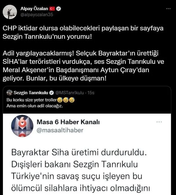 CHP’li Sezgin Tanrıkulu’dan skandal Bayraktar SİHA paylaşımı: Dışişleri Bakanı olunca bunu yapacakmış! Tepki yağıyor: Kimin adına konuşuyor CHP mi CIA?
