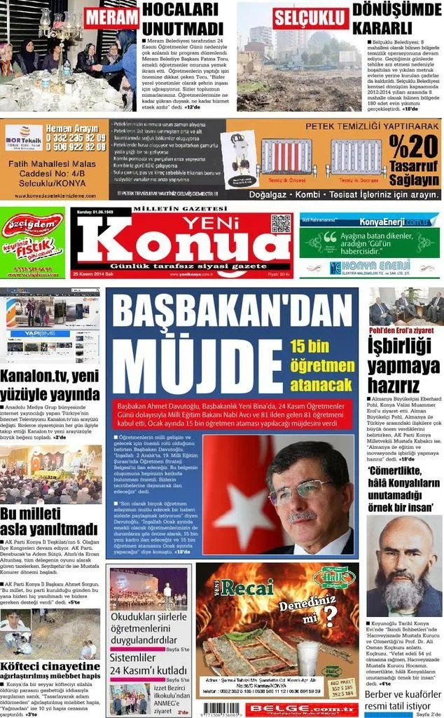 25/11/2014 - Anadolu gazeteleri manşetleri