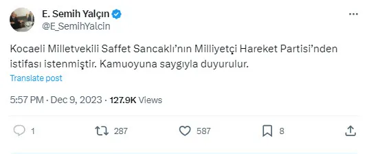 İstifası istenmişti! MHP Kocaeli Milletvekili Saffet Sancaklı partisinden istifa ettiğini duyurdu - 1