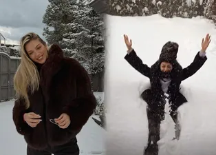 Ünlülerin kar sevinci: Yasemin Şefkatli’nin ikizleri doyasıya eğlendi
