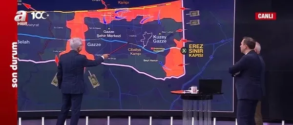 Gazze’de sahadaki son durum en etkili harita üzerinden A Haber’de aktarıldı