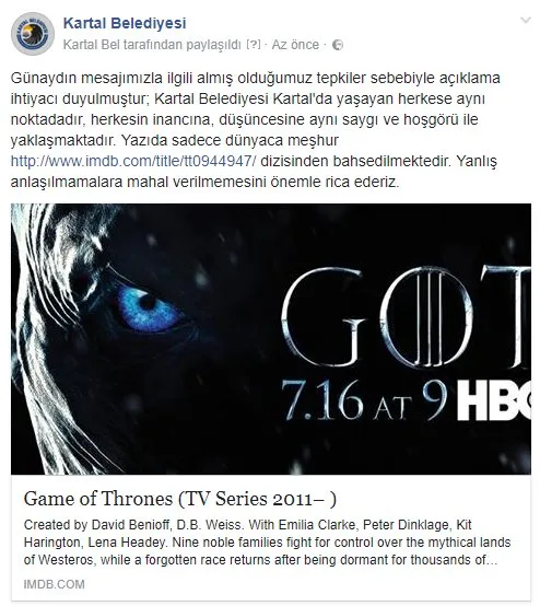 Kartal Belediyesi’nden skandal paylaşım