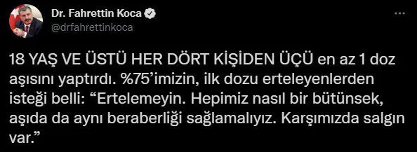 Sağlık Bakanı Fahrettin Koca aşı olmayan anne ve babalara seslendi! Her 4 kişiden 3'ü... - 2