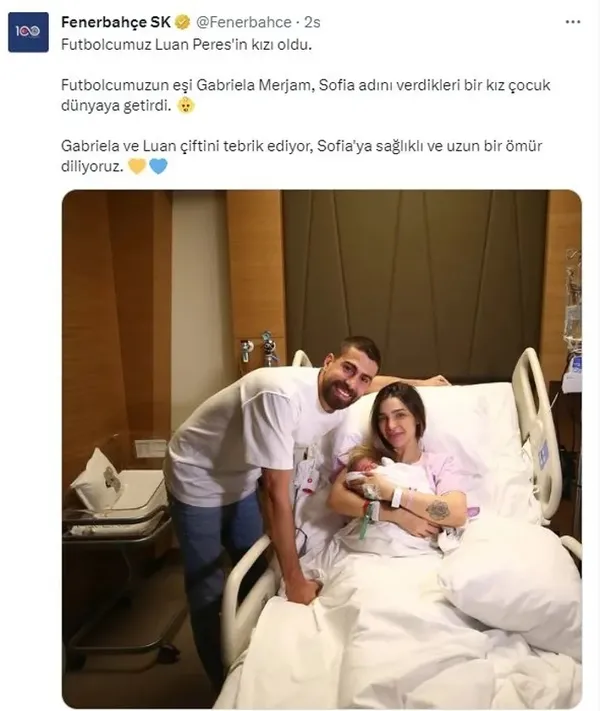 Fenerbahçeli futbolcu Luan Peres’in eşinin Ayasofya’daki duası gerçek oldu! Mucize bebek dünyaya geldi