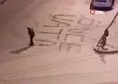 Vatan sevgisini karla kaplı yola yazdı!
