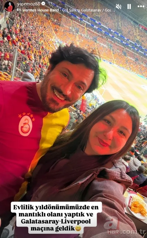 Yasemin Sakallıoğlu evlilik yıl dönümünde Galatasaray maçını tercih etti 4