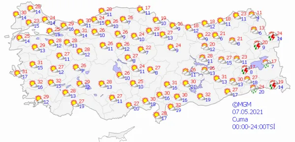 1620056467691.png Meteoroloji'den son dakika sağanak yağış uyarısı! Sıcaklıklar yarın düşüyor! İstanbul Ankara İzmir hava durumu - 6