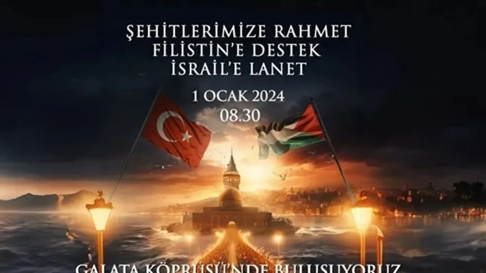 Galata Köprüsü’nde 1 Ocak’ta düzenlenecek Filistin eylemi için ortak çağrı! Şehitlerimize rahmet, Filistin’e destek