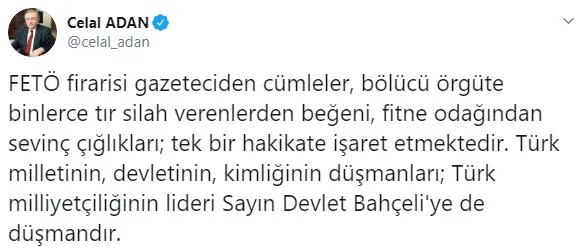 TBMM Başkanvekili Celal Adan’dan ABD Elçiliği’ne Bahçeli tepkisi