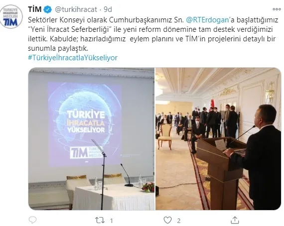 TİM Başkan Erdoğan’a yeni ihracat seferberliğinde yol haritasını sundu! İsmail Gülle’den reform sürecine destek