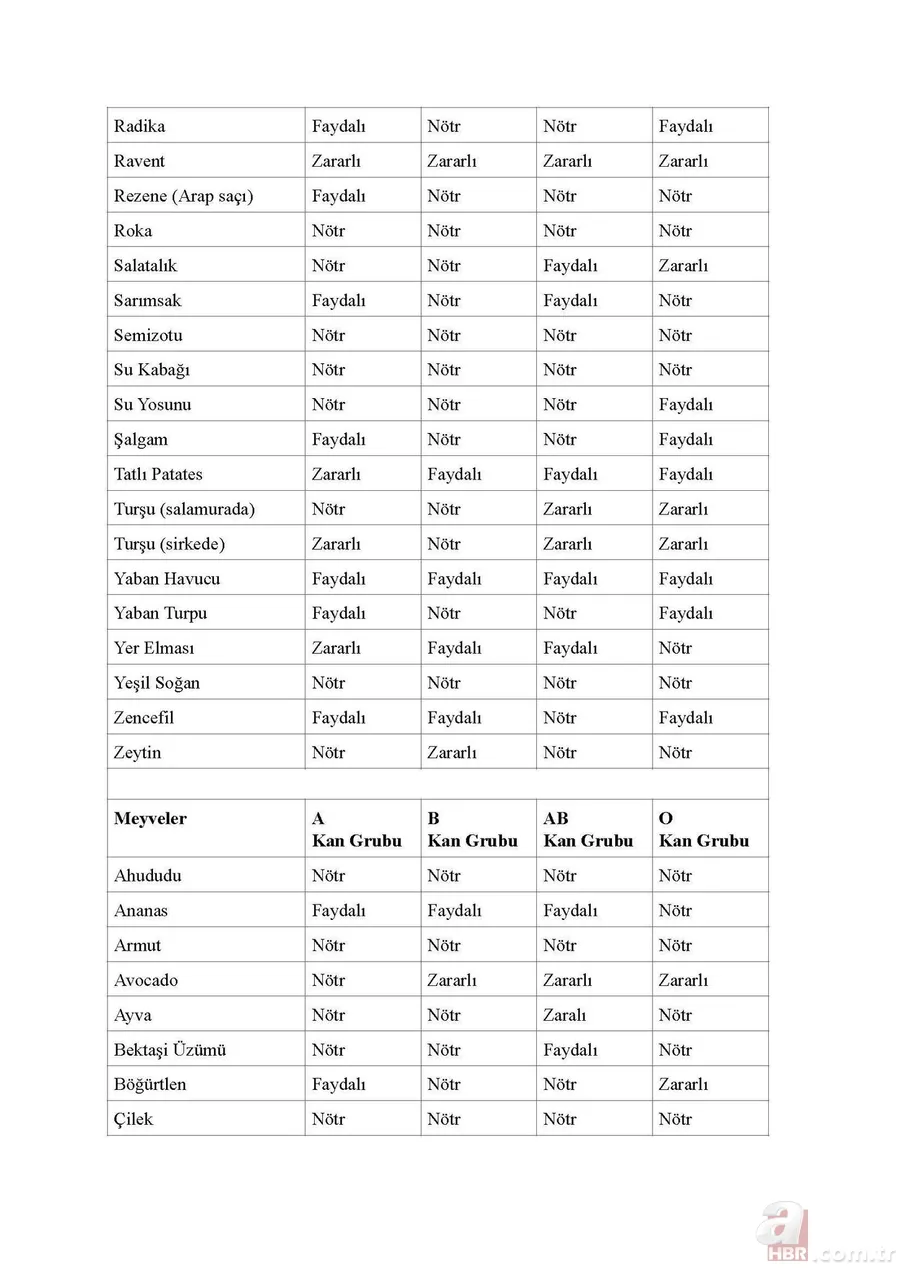 Merak edilen liste açıklandı! Hangi kan grubu hangi besini tüketmeli? 9