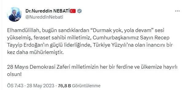 Zafer Başkan Erdoğan ve Türkiye’nin! Bakanlardan seçim değerlendirmesi