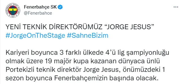 Son dakika: Fenerbahçe Jorge Jesus'u resmen açıkladı! Jorge Jesus Fenerbahçe'den ne kadar alacak? - 1