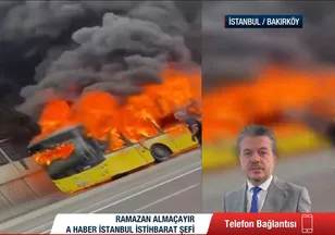 Bakırköy'de İETT otobüsü alev alev yandı!