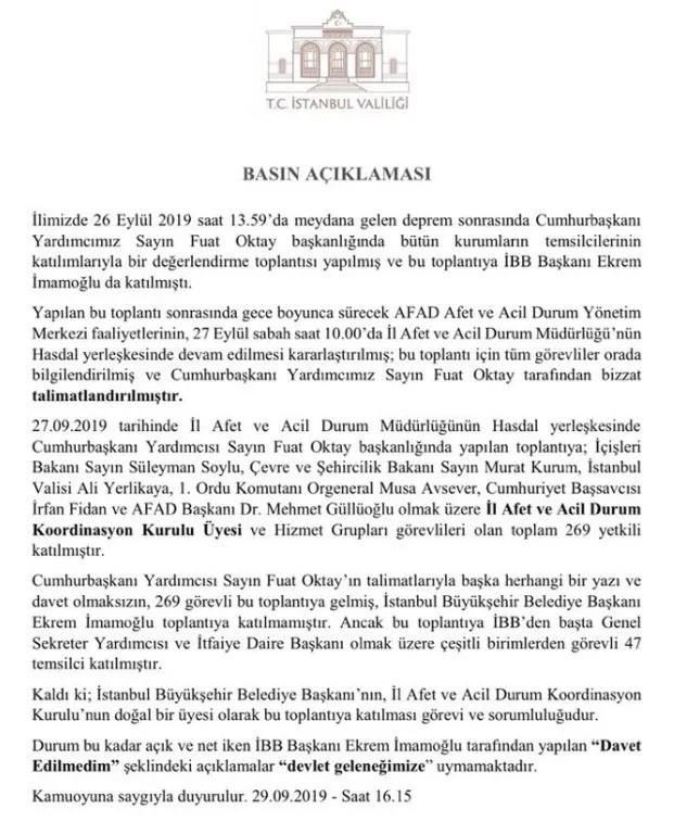 ’Ekrem İmamoğlu’nun AFAD toplantısına çağrılmadığı’ yalanını kimler yaydı?