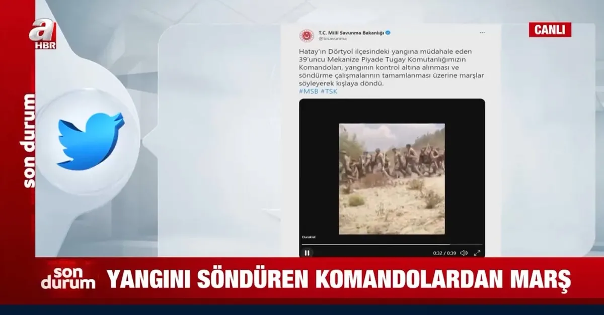 Yangını söndüren komandolardan marş