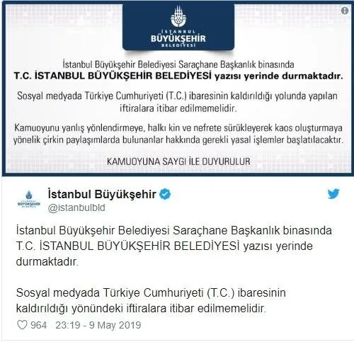 İBB açıkladı: T.C. İstanbul Büyükşehir Belediyesi yazısı yerinde durmaktadır - 1