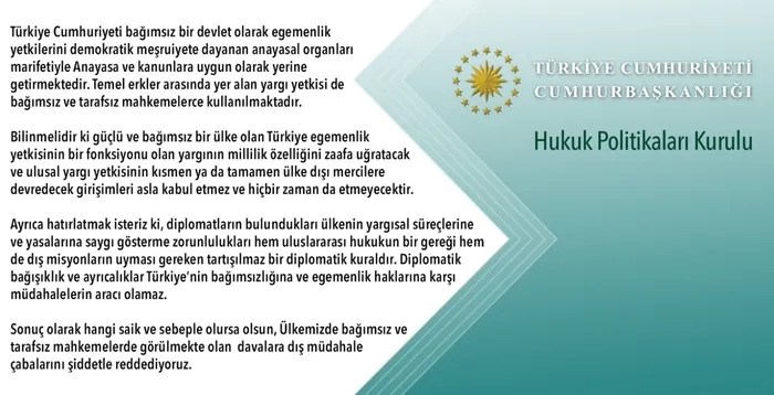 Cumhurbaşkanlığı Hukuk Politikaları Kurulundan 10 büyükelçinin Osman Kavala açıklamasına tepki - 2