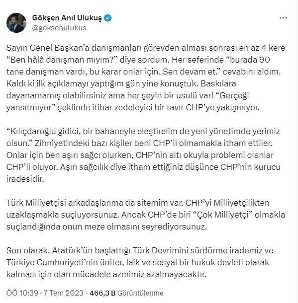 1688800144014.jpeg CHP'den danışman kaosu! Gökşen Anıl Ulukuş Kemal Kılıçdaroğlu'nu yine bombaladı! Aralarındaki konuşmayı ifşa etti - 6