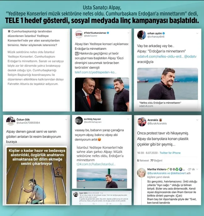 Sanatçı Alpay, Başkan Erdoğan’a minnettar olduğunu söyleyince lince maruz kaldı