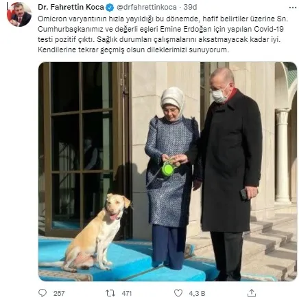 Başkan Recep Tayyip Erdoğan’ın koronavirüs testi pozitif çıktı