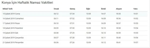 konya cuma saati 15 subat konya da cuma namazi saat kacta