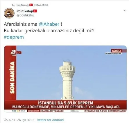 İstanbul depremi sonrası montaj çetesi yine A Haber’i hedef aldı! Sosyal medya trollerinden çirkin saldırı - 1