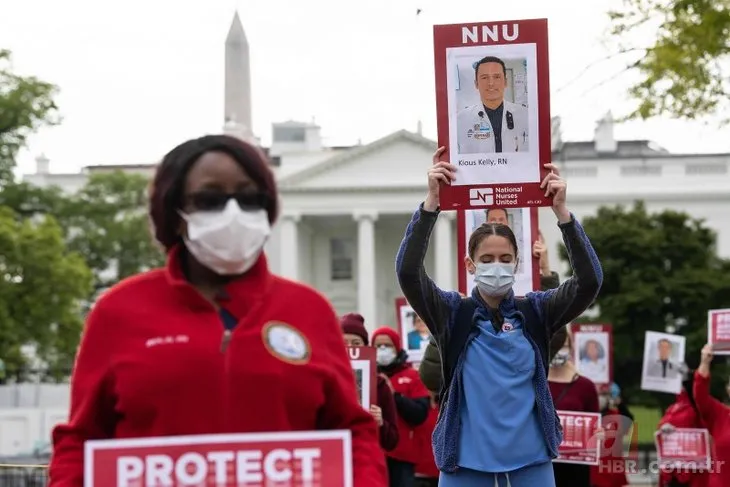 ABD’li hemşirelerden Beyaz Saray önünde koronavirüs protestosu
