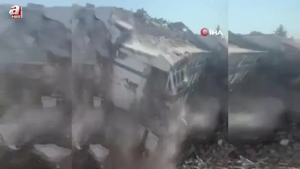 Kentsel dönüşüme giren bina tek dokunuşla böyle yıkıldı