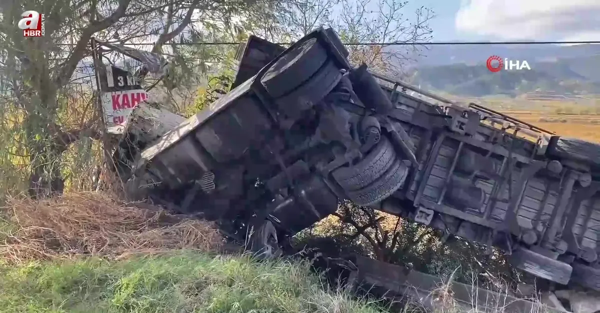 Alaşehir'de süt tankeri üzüm bağına uçtu