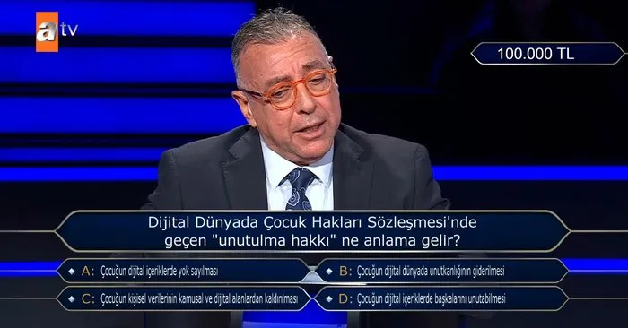 Çocuğun unutulma hakkı nedir? Milyoner’de çocuk hakları için dikkat geçen soru: Bu bir hak