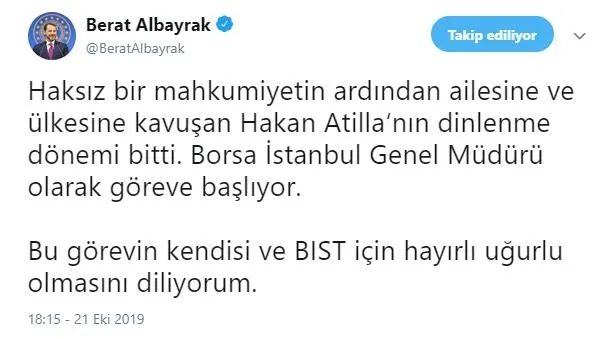Son dakika: Hakan Atilla Borsa İstanbul Genel Müdürü oldu