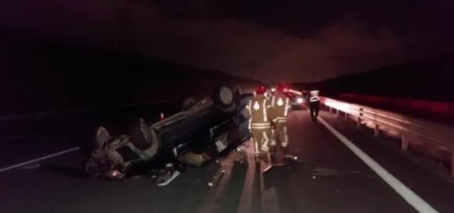 Kuzey Marmara Otoyolu'nda otomobil takla attı: 2 yaralı