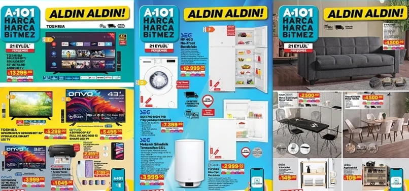 A101 aktüel ürünler kataloğu: A101’e 22 Eylül'de Canon yazıcı, Filtre Kahve Makinesi, Overlok Makinesi, Toshiba 55 LED TV, Şarjlı Damacana Su Pompası geliyor