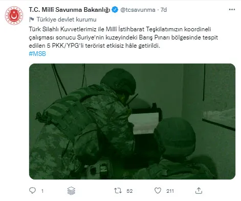 Son dakika: TSK ve MİT'ten ortak operasyon! Barış Pınarı bölgesinde PKK/YPG'ye darbe - 1