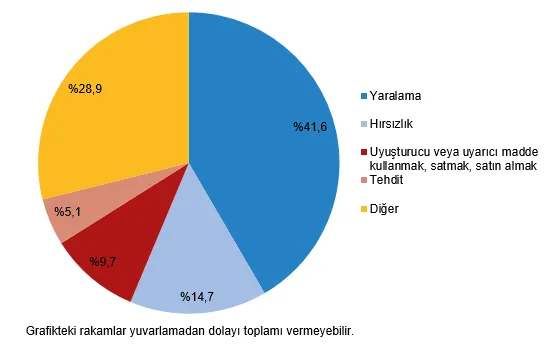 guvenlik-birimlerine-gelen-cocuk-verileri-aciklandi-tuik-2025-1785831537252.png Suça sürüklenen çocuklara isnat edilen suç türü dağılımı, 2025