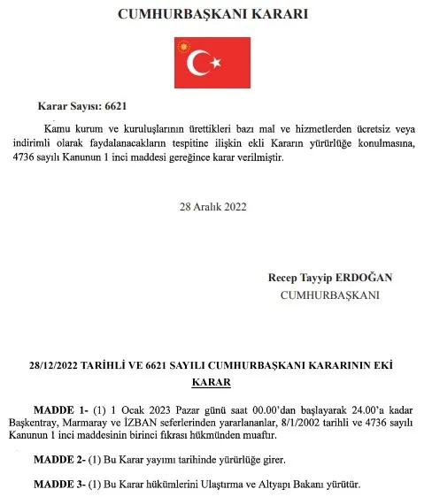 Karar Resmi Gazete’de: Marmaray Başkentray ve İZBAN 1 Ocak’ta ücretsiz