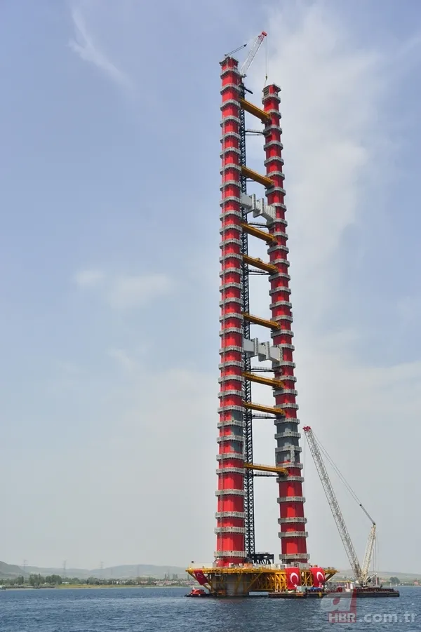 1915 Çanakkale Köprüsü'nün 318 metrelik çelik kuleleri tamamlandı 6