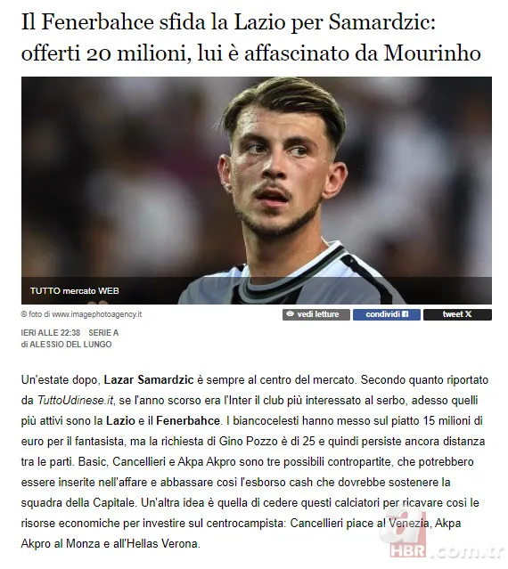 Fenerbahçe'den tarihe geçecek teklif! Mourinho istedi Samardzic için kesenin ağzı açıldı 9