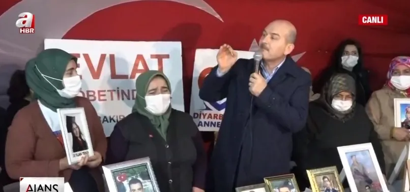 İçişleri Bakanı Süleyman Soylu'dan HDP önünde evlat nöbetindeki ailelere ziyaret