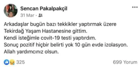 Son dakika: İYİ Partili Başkan Şencan Pakalpakçil koronavirüsten hayatını kaybetti! 1 ay önce bu mesajı paylaşmış - 1
