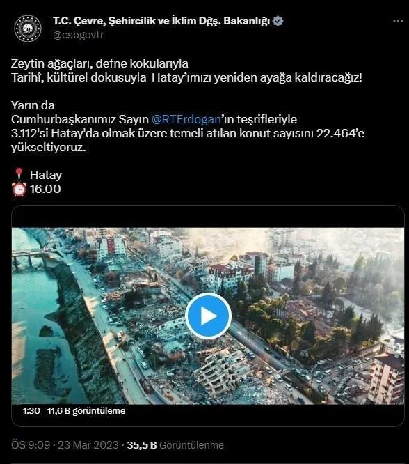 Başkan Erdoğan İskenderun’da Deprem Konutları ve Yeni Devlet Hastaneleri Temel Atma Töreni’ne katıldı