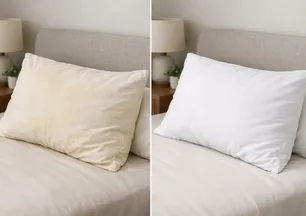 Kimyasal yok, makine yok: Sararan yastıklar 2 malzeme ile kar beyazı gibi parlayacak! 