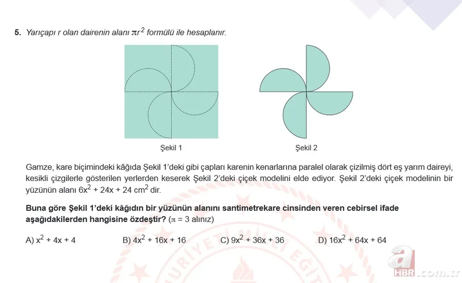 Mart ayı LGS örnek sorular listesi yayımlandı! MEB 2021 LGS sayısal - sözel örnek sorular ve cevap anahtarı 7