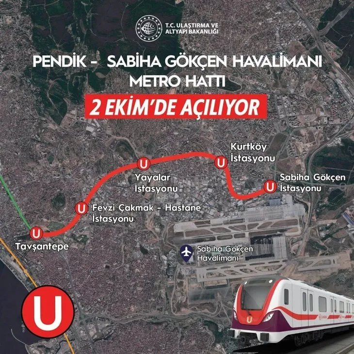 İstanbul yeni metrosuna kavuşuyor! Pendik-Sabiha Gökçen metrosu yarın hizmete girecek